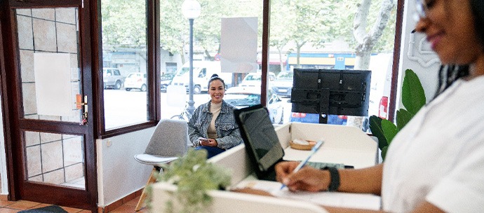 A patient waiting in a dental office